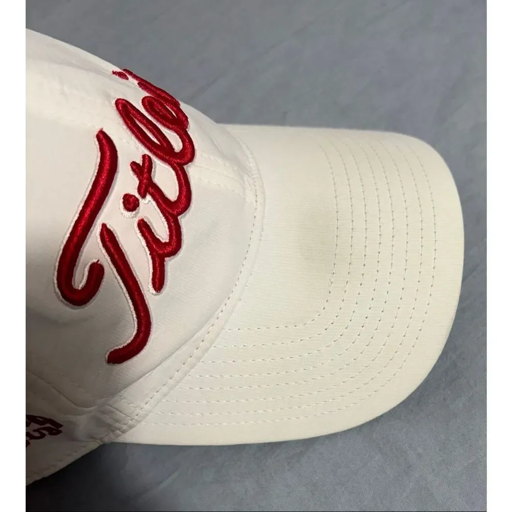 White Titleist Adjustable Golf Hat Red Font Used Flaw